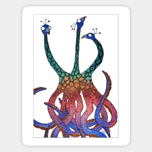 Cerberus, but with a giraffe / octopus / peacock Magnet